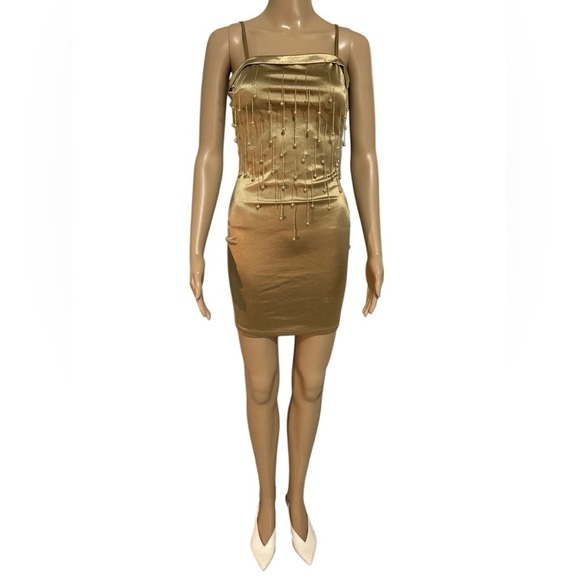 Banjul Dresses & Skirts - Gold Beaded Mini Dress